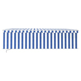 Vidaxl luifel manuell ausziehbar mit Rollerblind -LED 5x3 m blau weiß