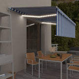 Vidaxl luifel manuell ausziehbar mit Rollerblind -LED 5x3 m blau weiß