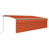 Vidaxl luifel manuell ausziehbare Rollerblind -LED 5x3 M Orange Braun