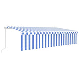 Vidaxl luifel manuell ausziehbar mit Rollerblind -LED 6x3 m blau weiß