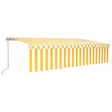 Vidaxl luifel manuell ausziehbar mit Rollerblind -LED 6x3 m gelb Weiß
