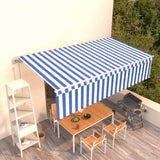 Vidaxl Luifel mit Roller Blind 6x3 m blau weiß automatisch ausziehbar