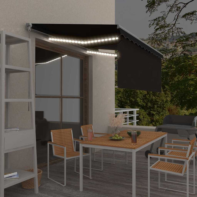 Vidaxl luifel handmatig uittrekbaar rolgordijn led 3x2,5 m antraciet