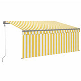 Vidaxl Luifel mit Roller Blind 3x2,5 m Gelb Weiß automatisch erweiterbar