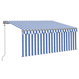 Vidaxl Luifel Automatik mit Vorhang LED Windsensor 3x2,5 m blau weiß