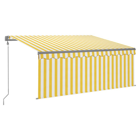 Vidaxl Luifel Automatik mit Vorhang LED -Windsensor 3x2,5 m Gelb weiß