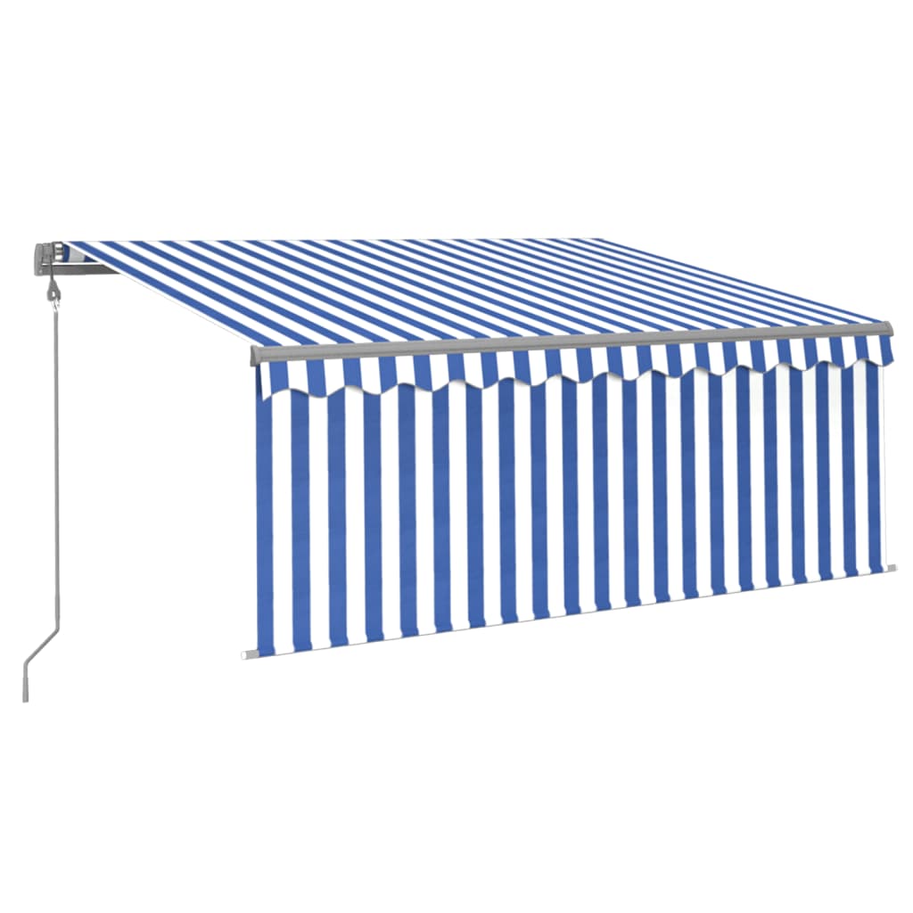 Vidaxl Laifel mit Rollenblind-, LED- und Windsensor 3,5x2,5 m blau und weiß