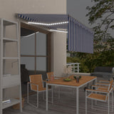 Vidaxl Laifel mit Rollenblind-, LED- und Windsensor 3,5x2,5 m blau und weiß