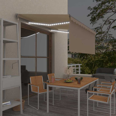 Vidaxl luifel automatisch rolgordijn led windsensor 3,5x2,5 m crème