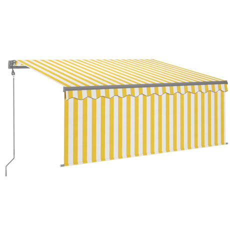 Vidaxl Luifel Automatische Rollerblind -LED -Windsensor 3.5x2,5 m gelb Weiß