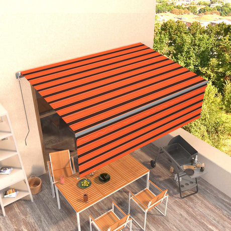 VidaXL Manuell ausziehbare Markise mit Rollo 4x3 m Orangebraun