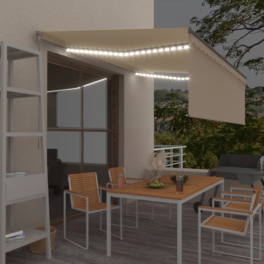 Vidaxl Luifel mit Rollerblind und 4x3 M -Creme manuell ausziehbar