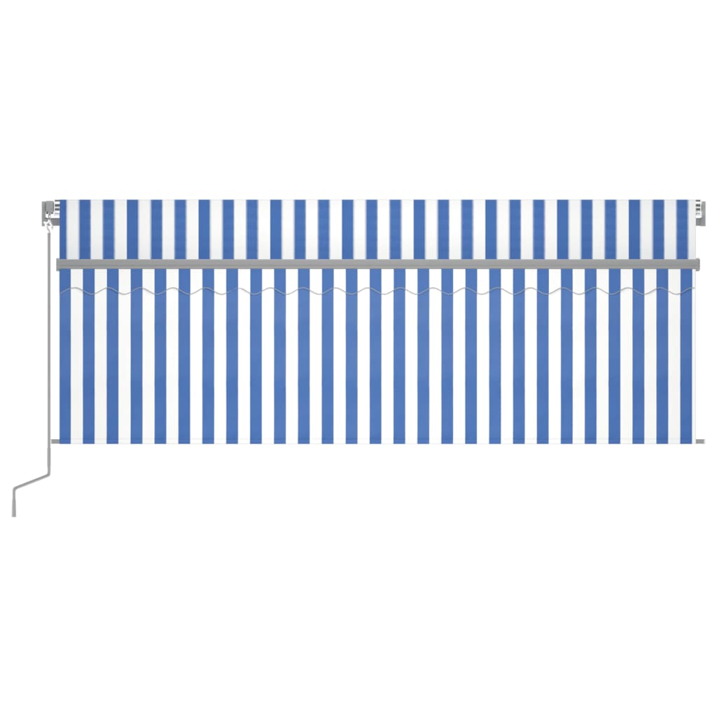 Vidaxl luifel manuell ausziehbare Roller Blind LED 4,5 x 3 m blau weiß