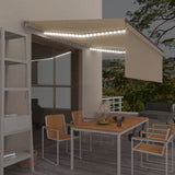 Vidaxl luifel manuell ausziehbar mit Roller Blind LED 4,5 x 3 m Creme
