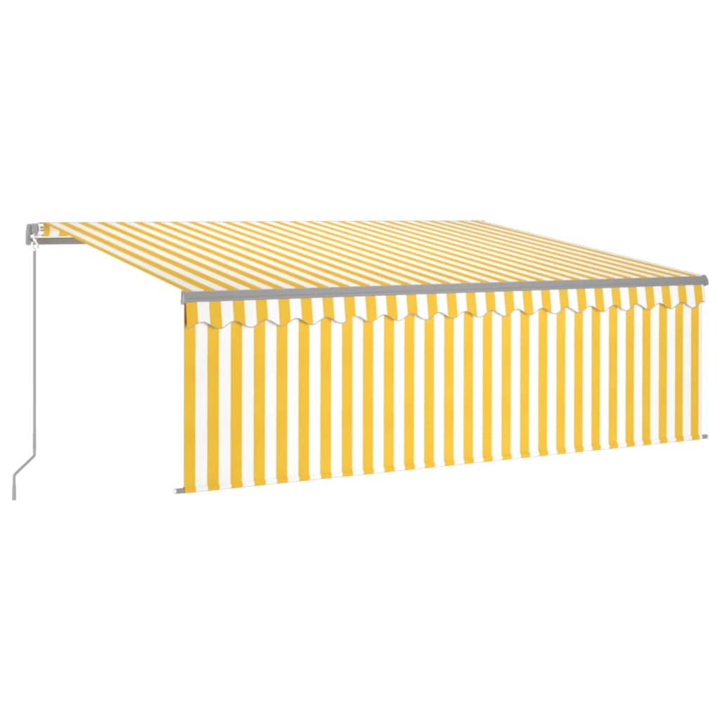 Vidaxl luifel manuell ausziehbar Roller Blind und LED 4,5 x 3 m gelb weiß