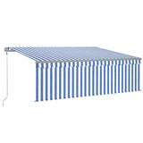 Vidaxl luifel exponierbar mit Roller Blind 4,5x3 m blau weiß