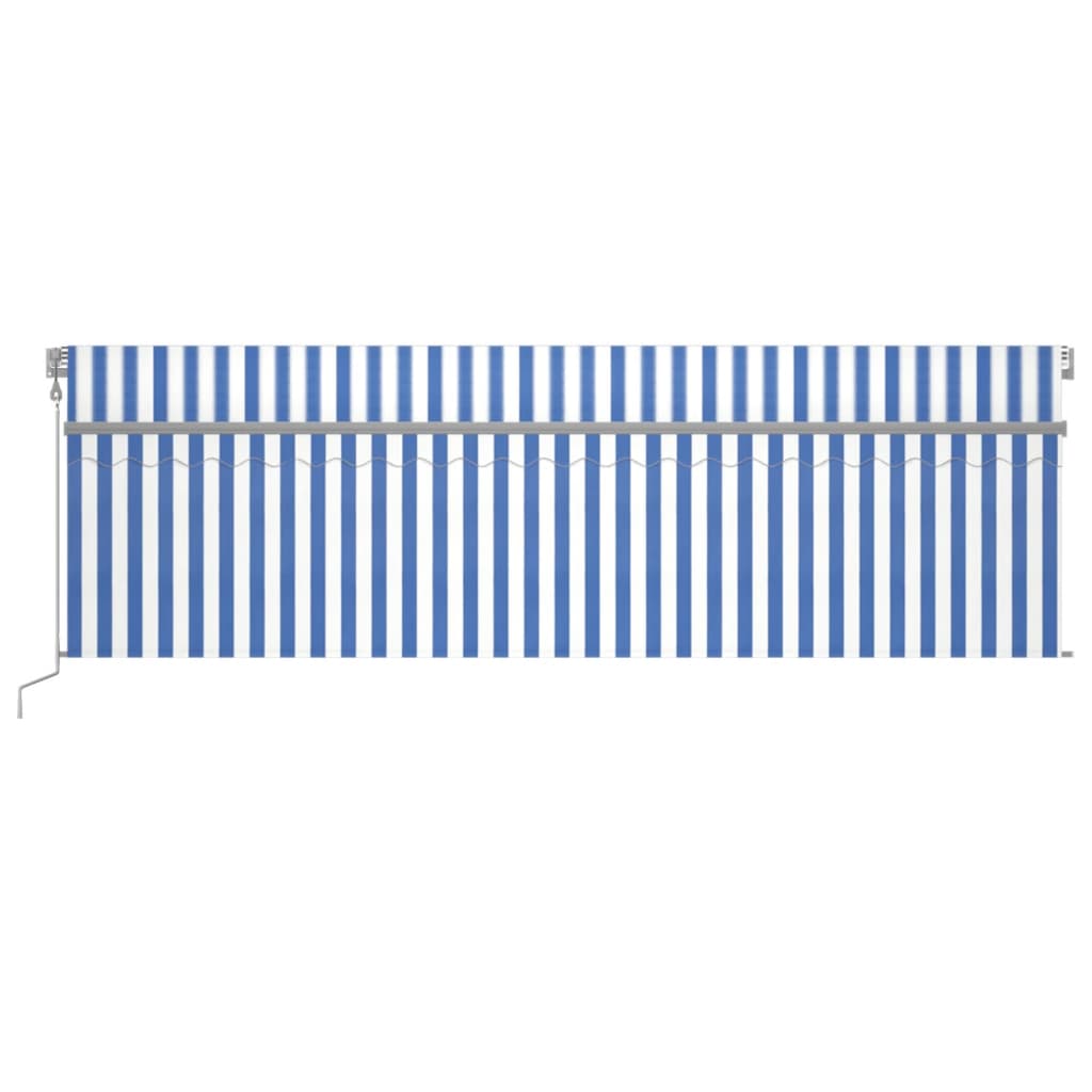 Vidaxl Luifel Automatische Walzenblind -LED -Windsensor 5x3 m blau und weiß