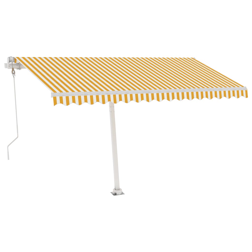 Vidaxl Luifel Automatik mit LED- und Windsensor 400x300 cm gelb und weiß