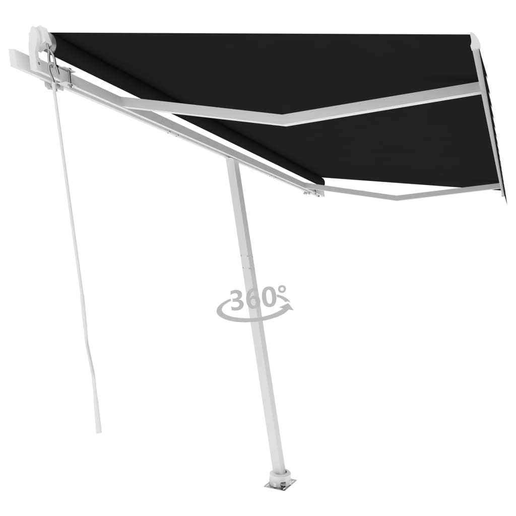 Vidaxl luifel distanziert manuell erstreckt sich 450 x 300 cm Anthrazit