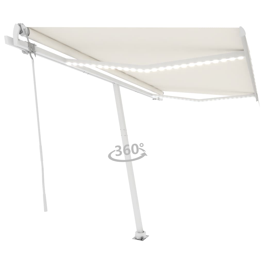 Vidaxl Luifel Automatik mit LED- und Windsensor 450x300 cm Creme Farbe
