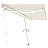 Vidaxl luifel manuell ausziehbar mit LED 500x300 cm cremefarben
