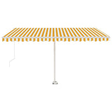 Vidaxl luifel manuell ausziehbar mit LED 400x350 cm gelb und weiß