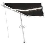 Vidaxl luifel manuell erweiterbar mit LED 400x350 cm Anthrazitfarbe