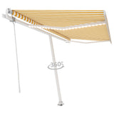 Vidaxl Luifel Automatik mit LED- und Windsensor 400x350 cm gelb und weiß