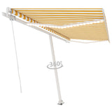 Vidaxl Luifel manuell ausziehbar mit LED 450x350 cm gelb und weiß