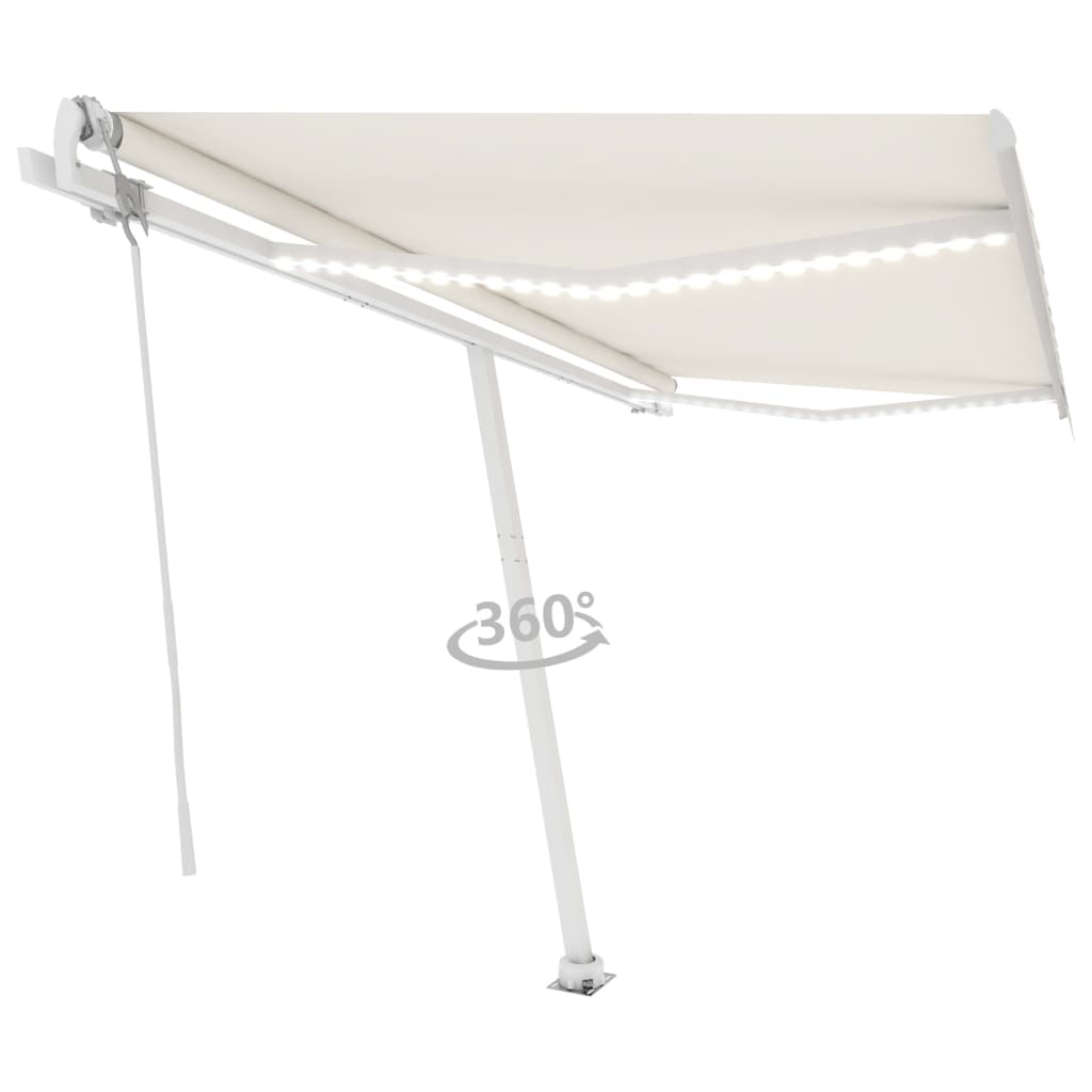 Vidaxl Luifel Automatik mit LED- und Windsensor 450x350 cm Creme Farbe
