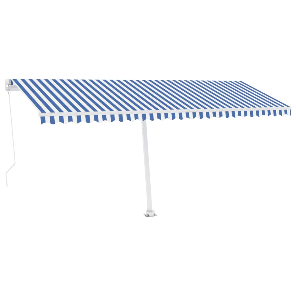 Vidaxl luifel distanziert sich manuell erstreckt sich 500x350 cm blau und weiß