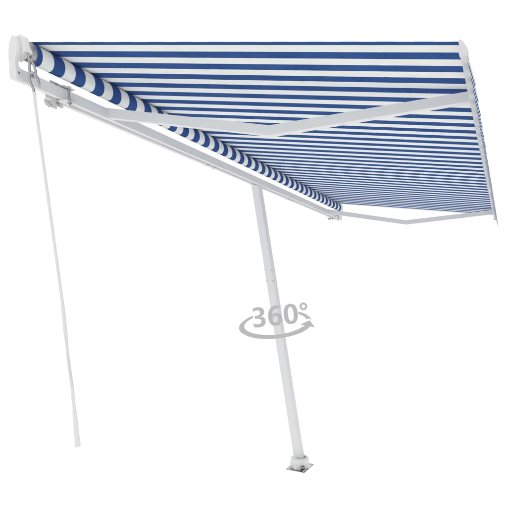 Vidaxl luifel distanziert sich manuell erstreckt sich 500x350 cm blau und weiß
