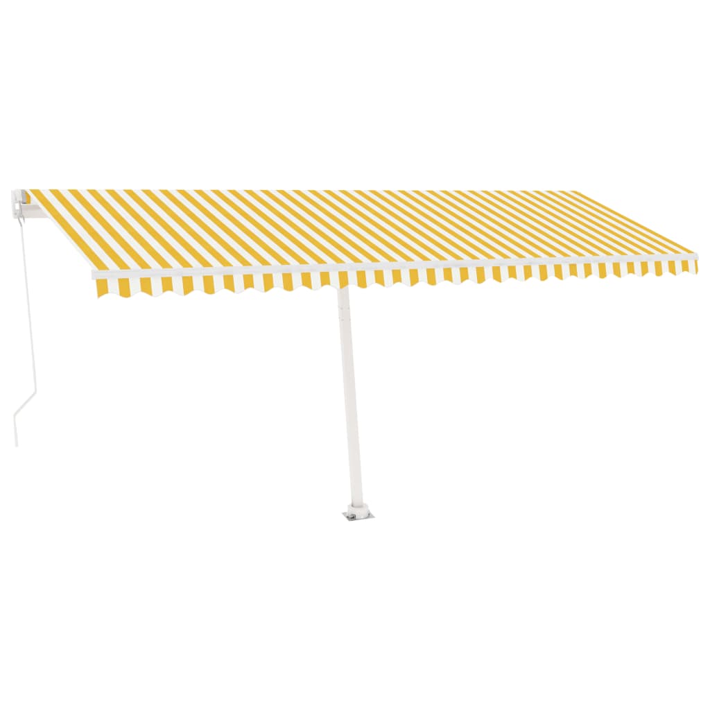 Vidaxl luifel manuell ausziehbar mit LED 500x350 cm gelb und weiß