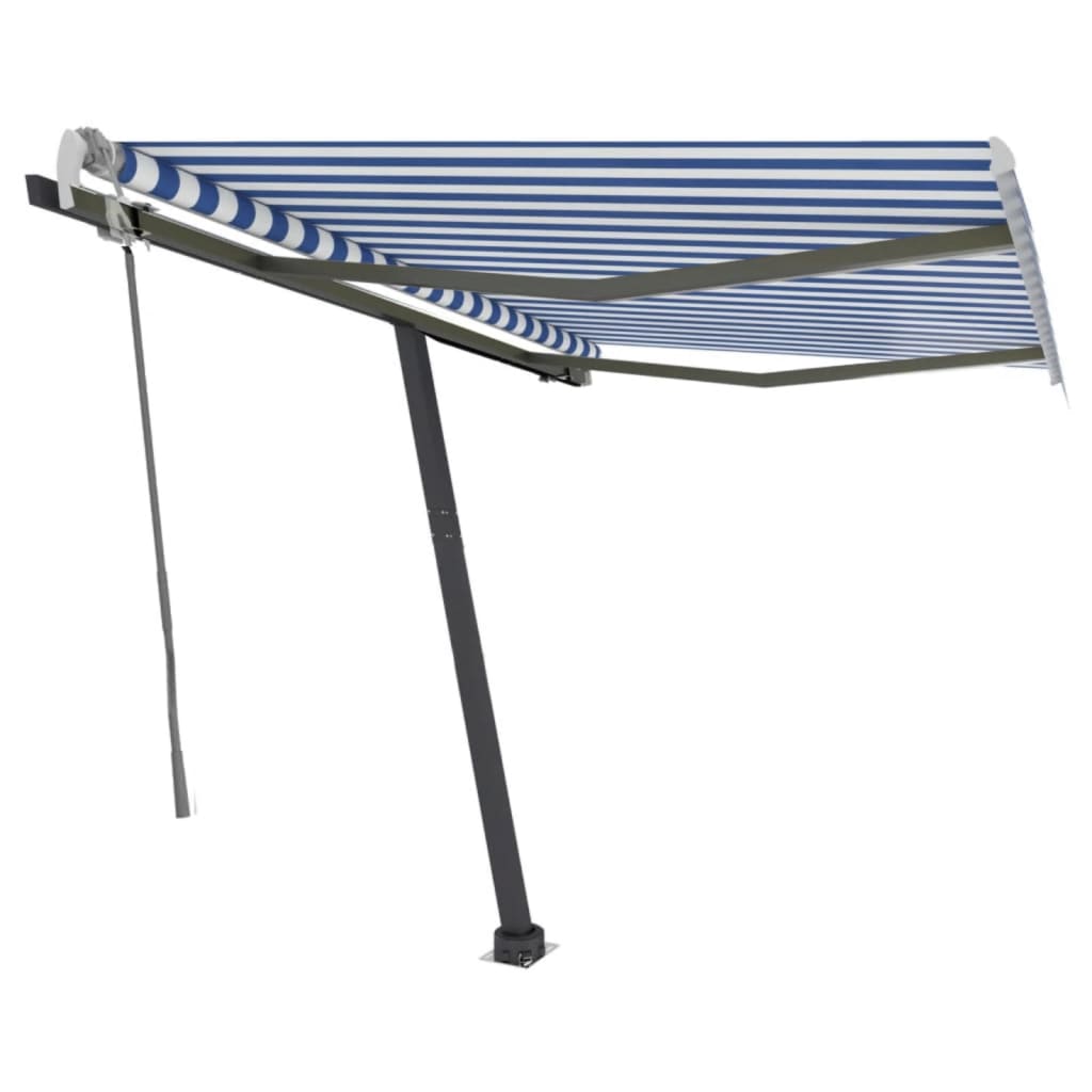 Vidaxl luifel manuell ausziehbar mit LED 300x250 cm blau und weiß