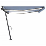 Vidaxl luifel manuell ausziehbar mit LED 400x300 cm blau und weiß