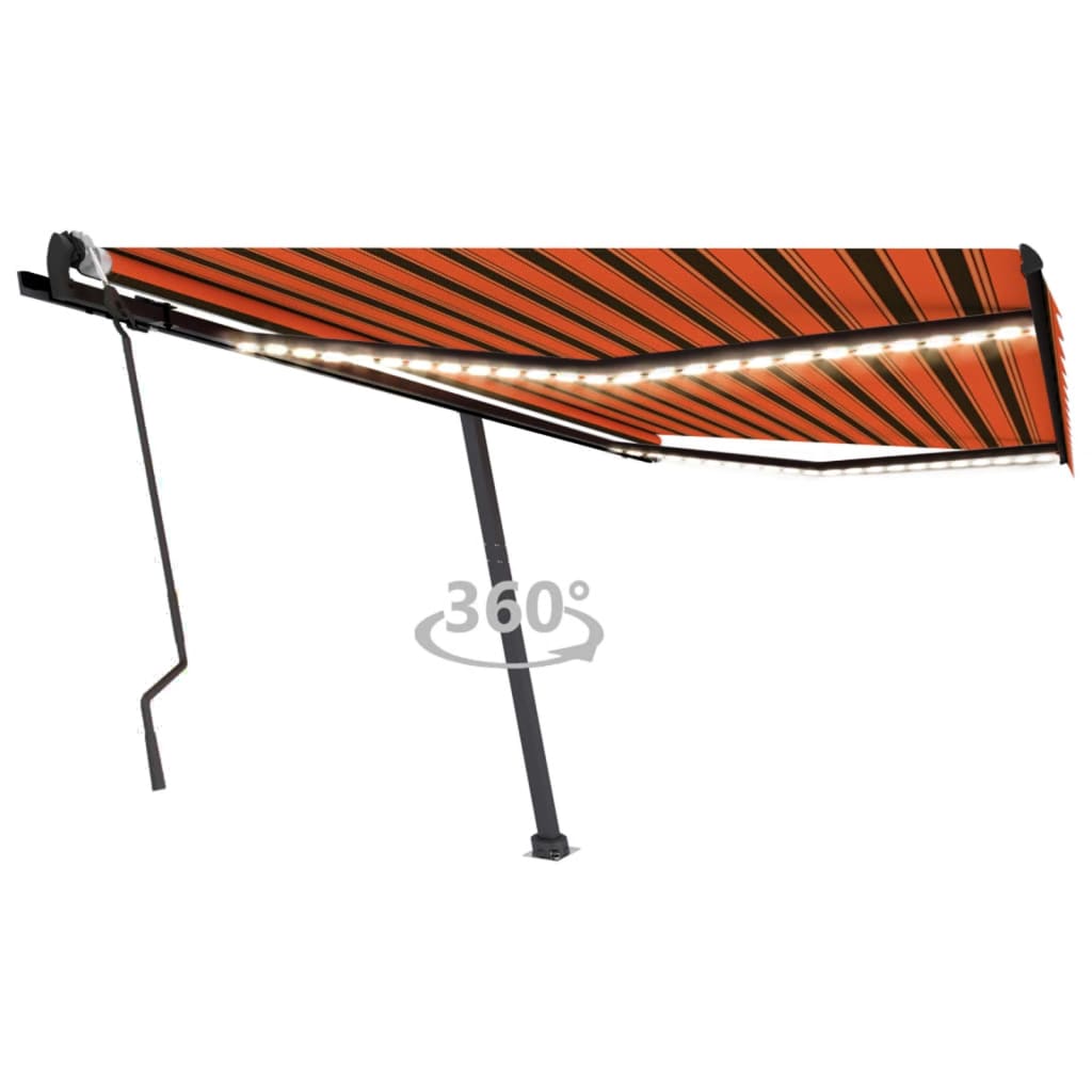 Vidaxl Luifel manuell ausziehbar mit LED 400x300 cm Orange und Braun