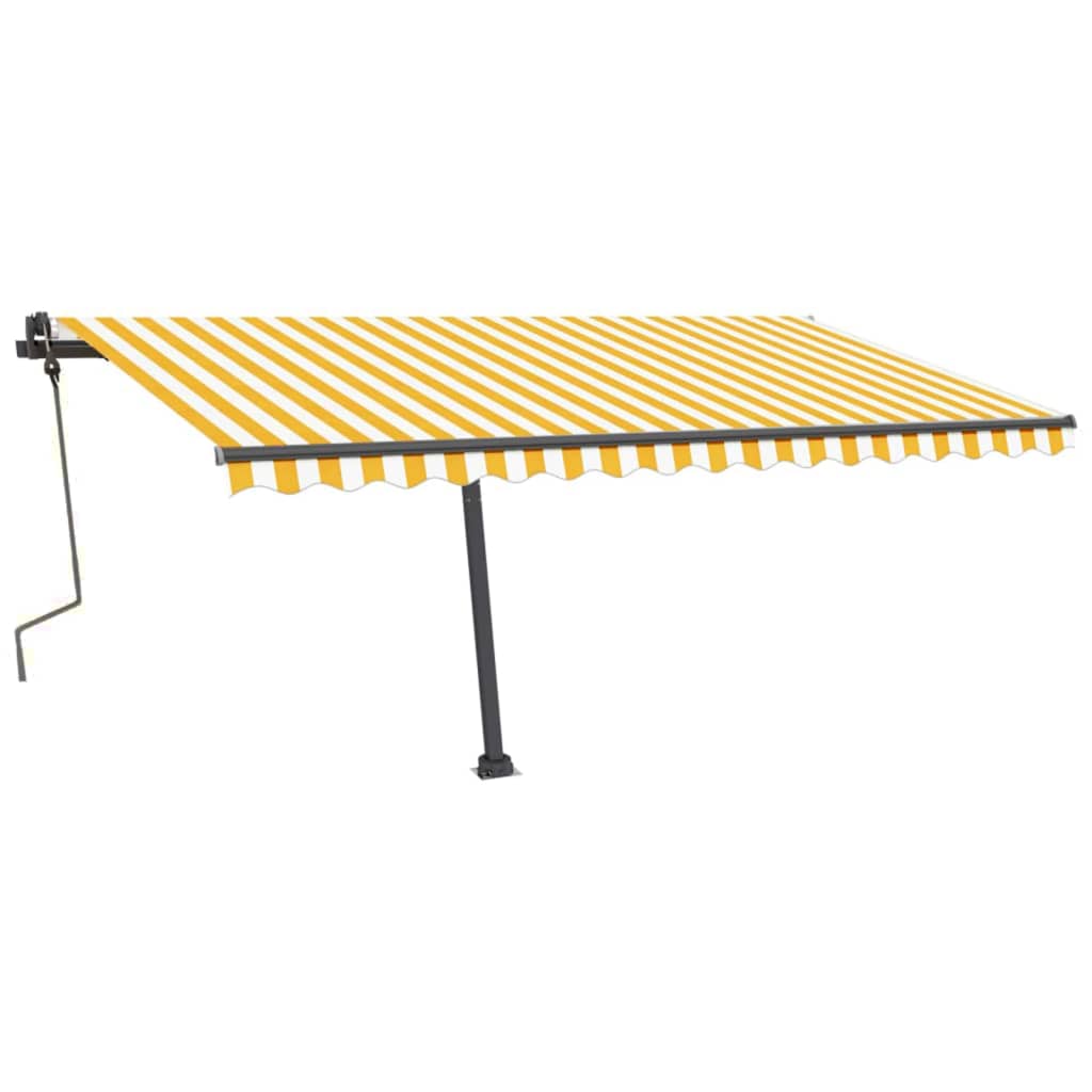 Vidaxl Luifel manuell ausziehbar mit LED 450x300 cm gelb und weiß