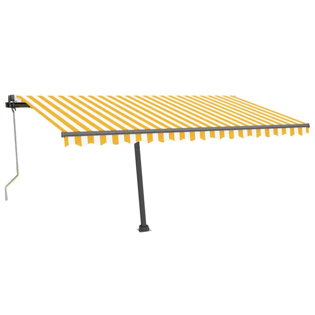 Vidaxl Luifel Automatik mit LED- und Windsensor 450 x 300 cm gelb und weiß