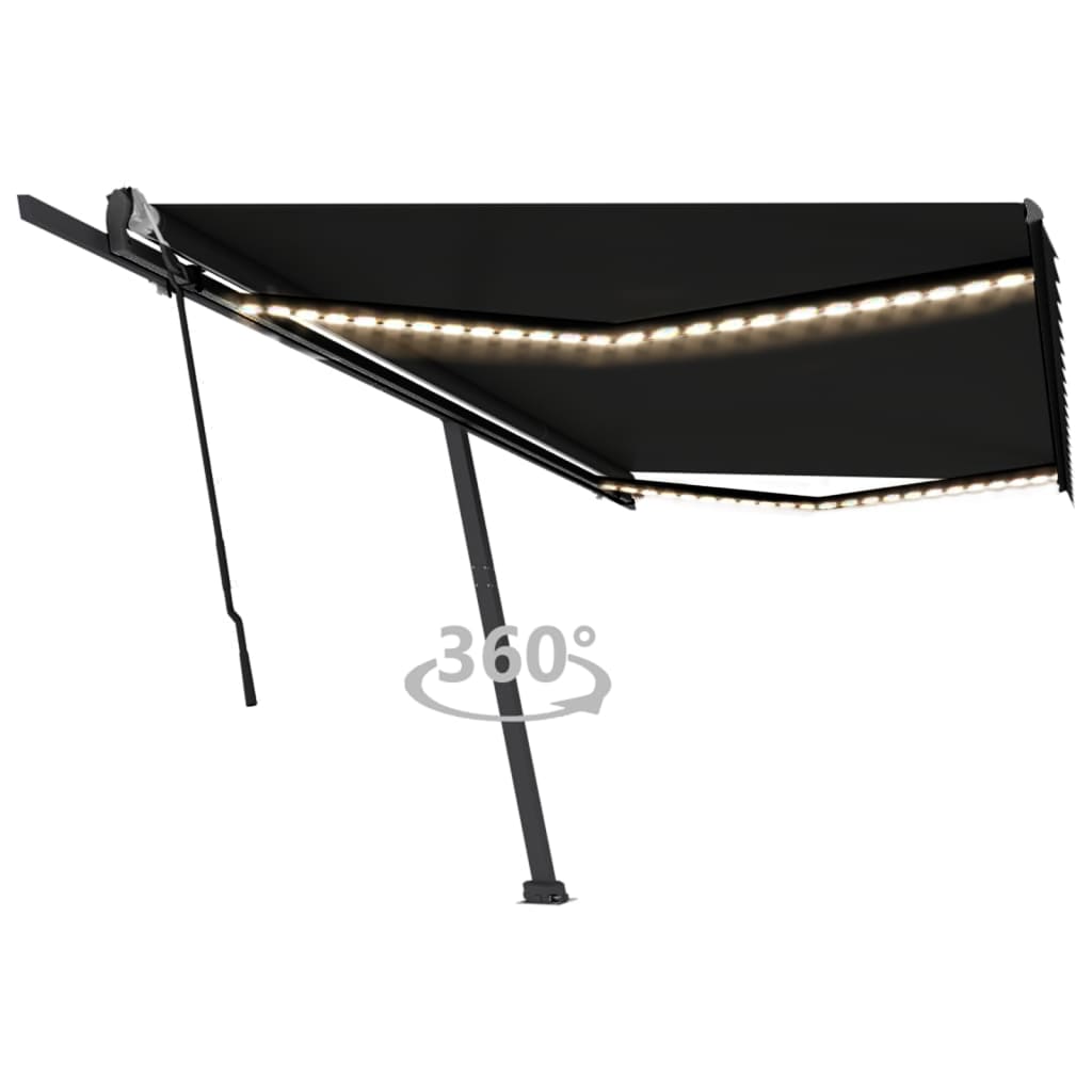 Vidaxl Luifel manuell ausziehbar mit LED 500x300 cm Anthrazitfarbe