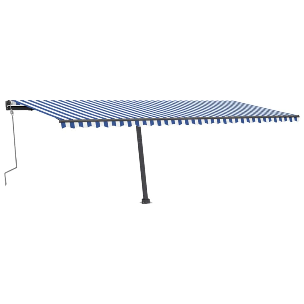 Vidaxl luifel distanziert sich manuell erstreckt sich 600 x 300 cm blau und weiß