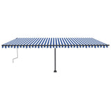Vidaxl luifel distanziert sich manuell erstreckt sich 600 x 300 cm blau und weiß