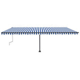 Vidaxl luifel manuell ausziehbar mit LED 600x300 cm blau und weiß