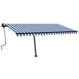 Vidaxl luifel manuell ausziehbar mit LED 450x350 cm blau und weiß