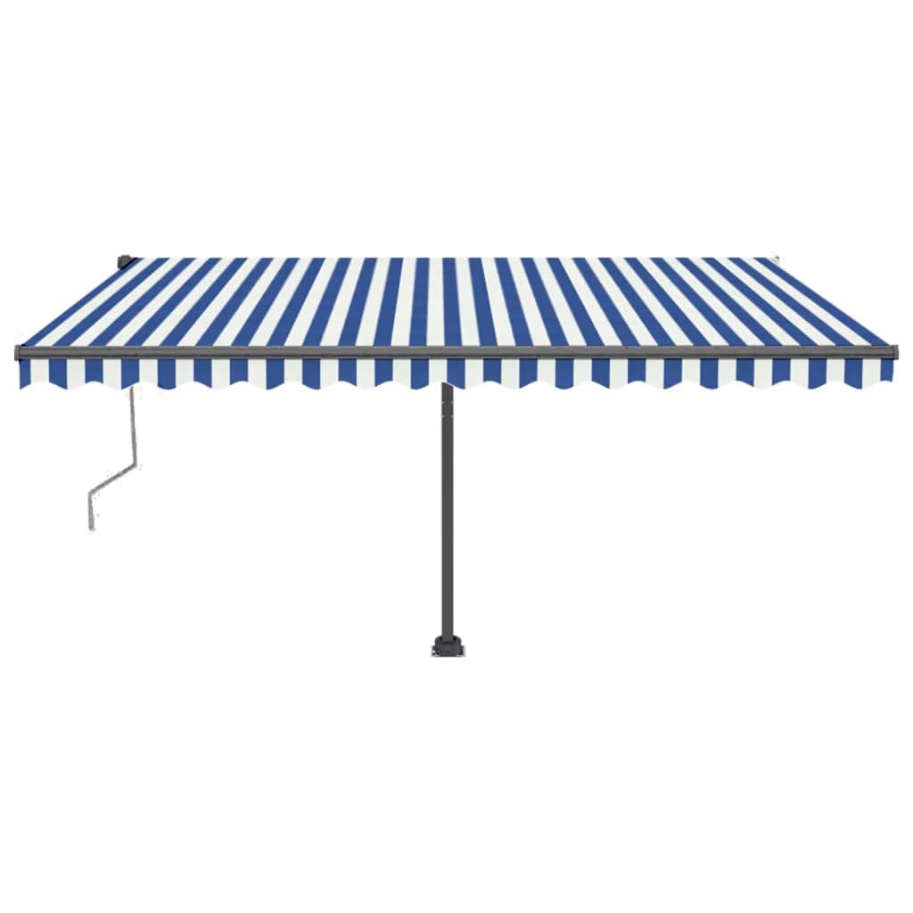 Vidaxl Luifel Automatik mit LED- und Windsensor 450x350 cm blau weiß