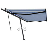 Vidaxl luifel distanziert sich manuell erstreckt sich 500x350 cm blau und weiß
