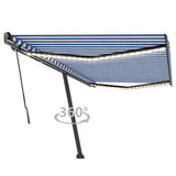 Vidaxl Luifel manuell ausziehbar mit LED 500x350 cm blau und weiß