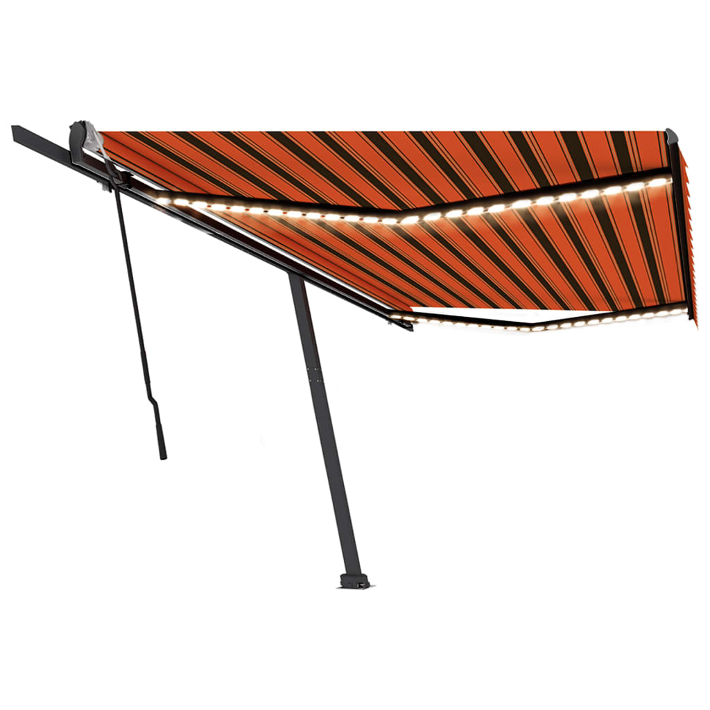 Vidaxl Luifel manuell ausziehbar mit LED 500x350 cm Orange und Braun
