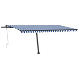 Vidaxl Luifel Automatik mit LED- und Windsensor 500x350 cm blau weiß
