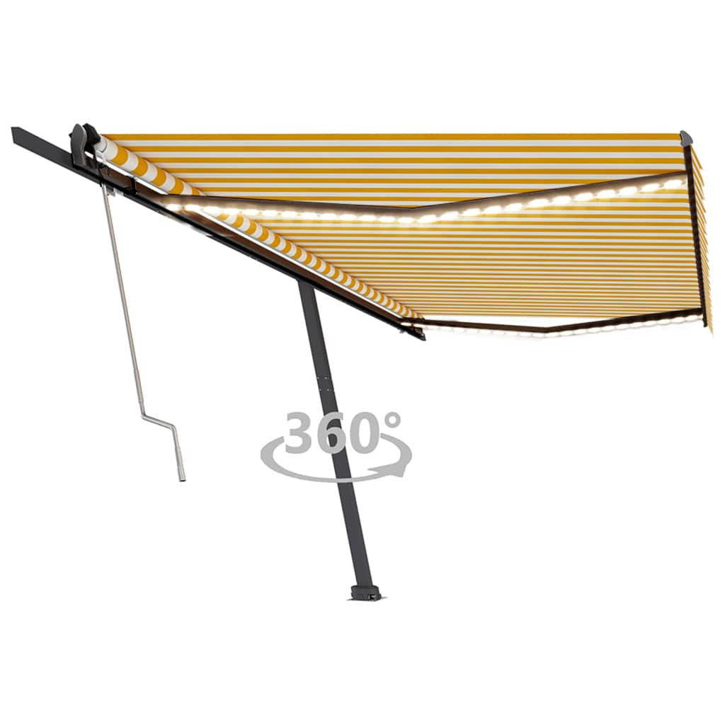 Vidaxl Luifel Automatik mit LED- und Windsensor 500x350 cm Gelb weiß