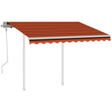 Vidaxl luifel mit den Posts 3.5x2,5 M orange und braun manuell ausziehbar